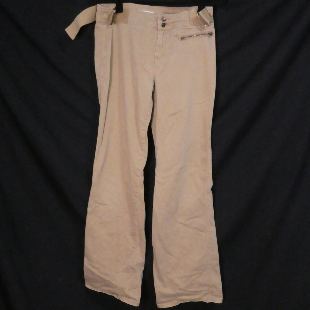 SMART SET size 7 Tan Khaki Bootcut Pants Side Waist Buckles